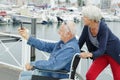Senior couple in wheelchair taking selfie Royalty Free Stock Photo