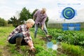 Senior couple working in garden or at summer farm Royalty Free Stock Photo