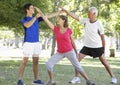 Senior Couple Working With Personal Trainer In Park Royalty Free Stock Photo