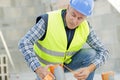 senior craftsman working with pipes Royalty Free Stock Photo