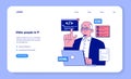 Senior developer web banner or landing page. Oldman programming Royalty Free Stock Photo