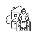 Senior disabled - vector line design single isolated icon