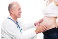 Senior doctor checkup pregnant woman's belly