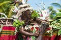 Senior doing impressive dragon dance ceremony, Kopar village, Sepik River, Papua New Guinea