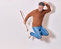 Senior elderly man  wearing beret and glasses smiling happy Royalty Free Stock Photo