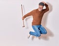 Senior elderly man  wearing beret and glasses smiling happy Royalty Free Stock Photo