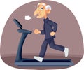 Senior Elderly Person Running Feeling Exhausted Vector Cartoon Illustration