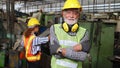 Senior factory worker or engineer close up portrait in factory Royalty Free Stock Photo