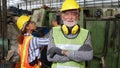 Senior factory worker or engineer close up portrait in factory Royalty Free Stock Photo