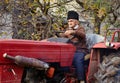 Senior farmer plowing Royalty Free Stock Photo