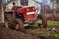 Senior farmer plowing Royalty Free Stock Photo