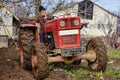 Senior farmer plowing Royalty Free Stock Photo