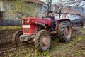 Senior farmer plowing Royalty Free Stock Photo