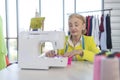 Senior female designers are sewing clothes with sewing machines As an extra income at retirement