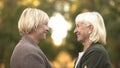 Senior female friends happy to see each other after many years, friendship Royalty Free Stock Photo