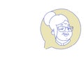Senior female head chat bubble profile icon elderly woman avatar support service call center concept sketch doodle