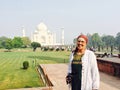 Senior female tourist travels alone