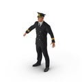 Senior flight captain standing on white. 3D illustration