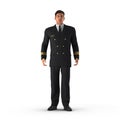 Senior flight captain standing on white. 3D illustration