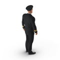 Senior flight captain standing on white. 3D illustration