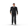 Senior flight captain standing on white. 3D illustration