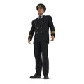 Senior flight captain standing on white. 3D illustration