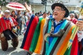 Senior folk dancer among the parade participants. Ecuador