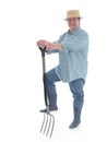 Senior gardener with forks Royalty Free Stock Photo