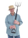 Senior gardener with forks Royalty Free Stock Photo
