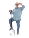 Senior gardener with forks Royalty Free Stock Photo