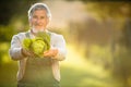 Senior gardener gardening in his permaculture garden Royalty Free Stock Photo