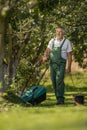 Senior gardenr gardening in his garden