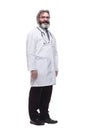 senior General practitioner with a stethoscope. isolated on a white Royalty Free Stock Photo