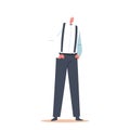 Senior Gentleman Groom, Elderly Newlywed Character Wear Trousers on Suspenders with Hands in Pockets, Old Smiling Man