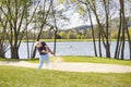 Senior golfer playing from bunker. Royalty Free Stock Photo