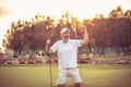 The senior golfer rejoiced at his victory. Royalty Free Stock Photo