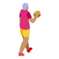 Senior grandpa play basketball icon isometric vector. Workout training