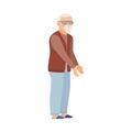 Senior Grey Haired Man Wearing Glasses in Standing Pose Vector Illustration