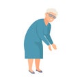 Senior Grey Haired Woman Wearing Glasses in Standing Pose Vector Illustration