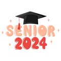 Senior 2024. Handwritten text with graduation cap