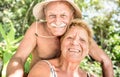 Senior happy couple having fun taking selfie at Thailand trip Royalty Free Stock Photo