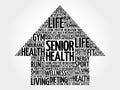 Senior health arrow word cloud Royalty Free Stock Photo
