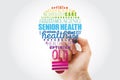 Senior health light bulb word cloud collage, social concept background Royalty Free Stock Photo