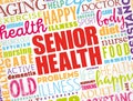 Senior health word cloud collage, social concept background Royalty Free Stock Photo