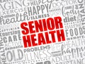 Senior health word cloud collage, social concept background Royalty Free Stock Photo