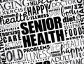 Senior health word cloud collage, social concept background Royalty Free Stock Photo