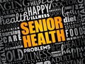 Senior health word cloud collage, social concept background Royalty Free Stock Photo