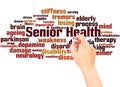 Senior Health word cloud hand writing concept Royalty Free Stock Photo