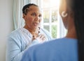 Senior healthcare, trust and a black woman with a doctor for medicine communication and medical problem. Support Royalty Free Stock Photo