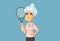 Sporty Grandma Playing Tennis Holding Racket